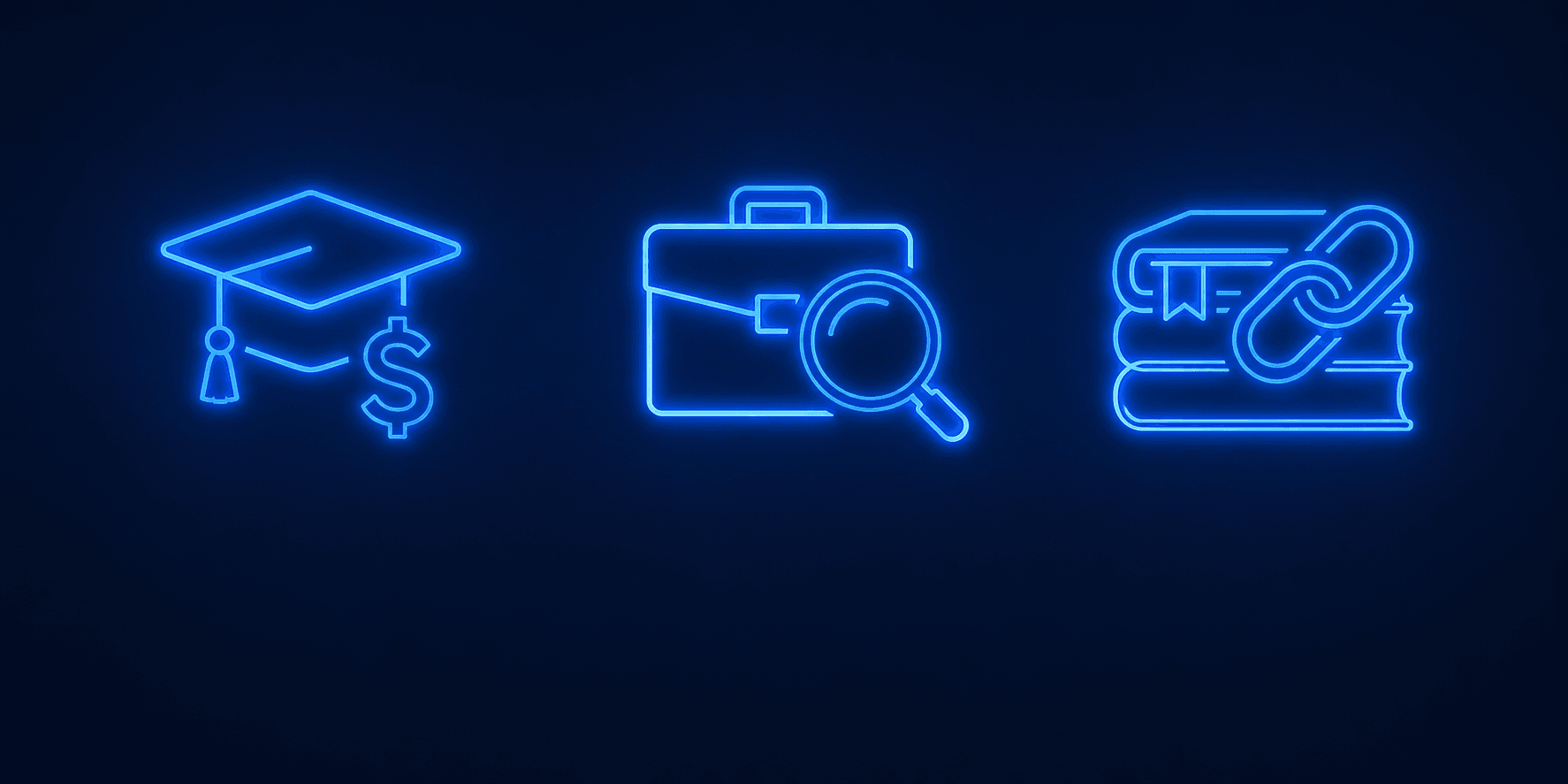 Icons representing PhD scholarships, open funded positions, and academic resources
